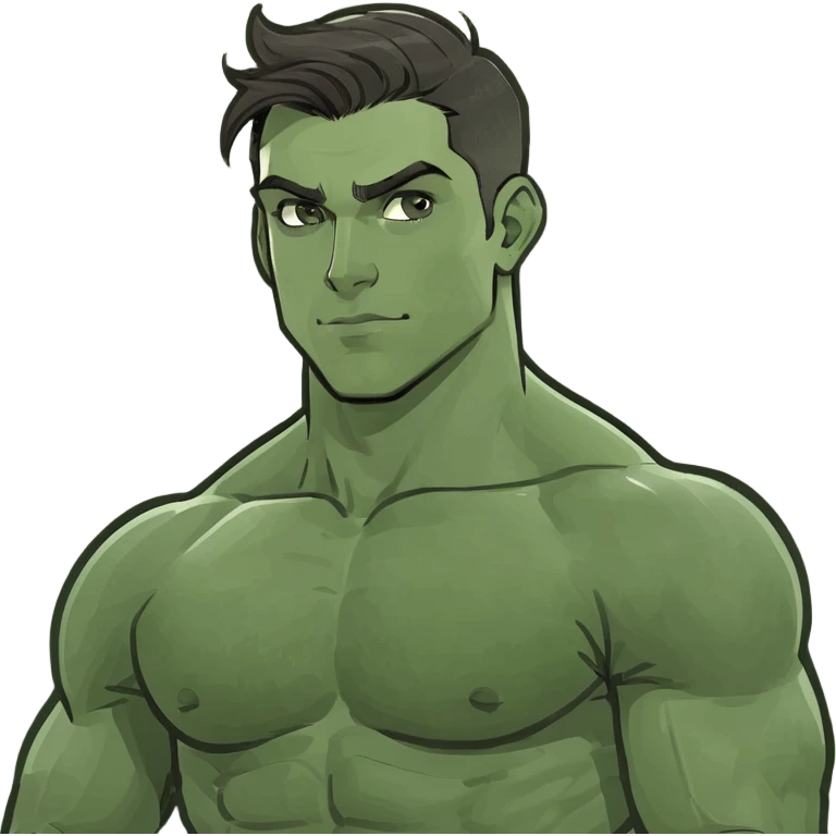 Athletic Tanned brunette male with abs and big arms emoji