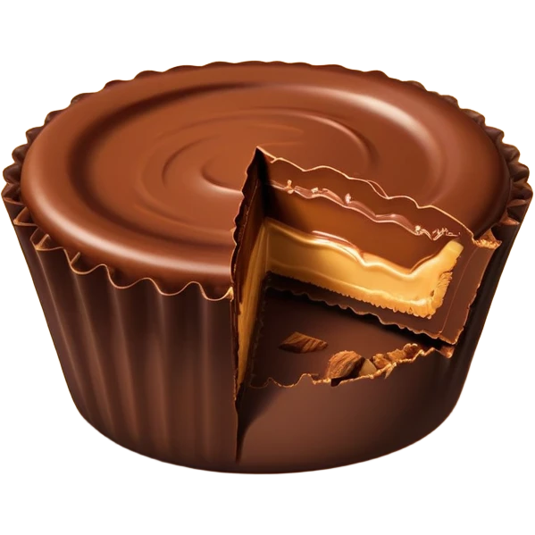 reeses peanut butter cup with a small bite emoji