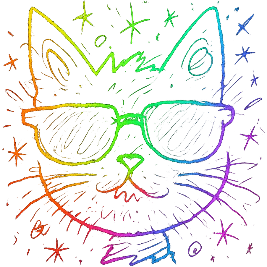 cat with sunglasses with neon glow emoji
