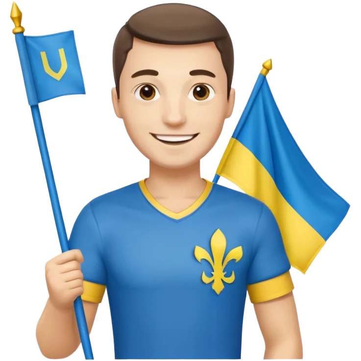a Ukrainian man with the flag of Ukraine emoji