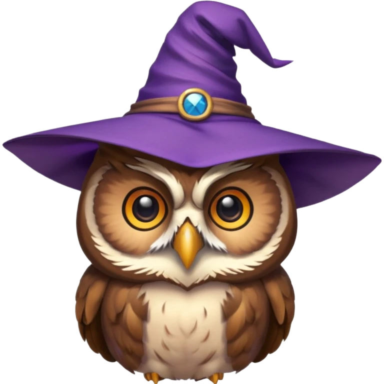 owl wear purple wicth hat emoji