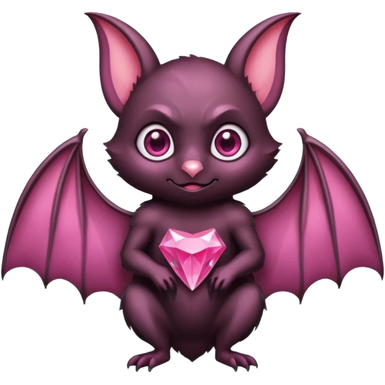 a normal bat witha pink diamond in its forhead, the full bat with his body, the diamond only in the forhead emoji
