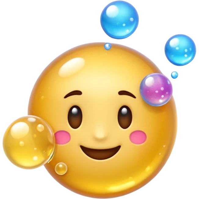 3D iPhone style emoji of bubbly , fizzy bubbles rising, translucent sparkling liquid, isolated on white background, soft shadows, high detail, playful and cute. emoji