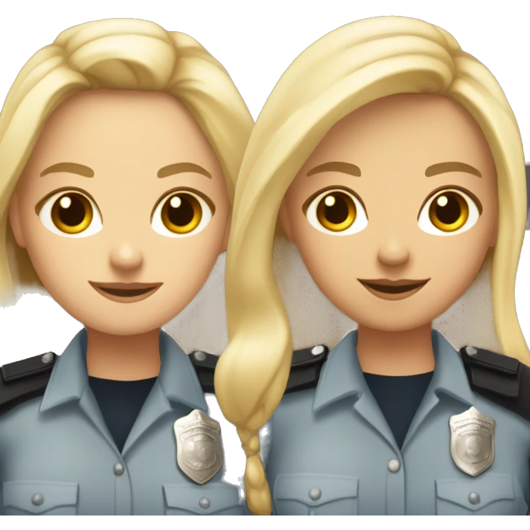 Two police woman (one with long blonde hair and medium skin and the other one with short dark hair and bright skin) emoji