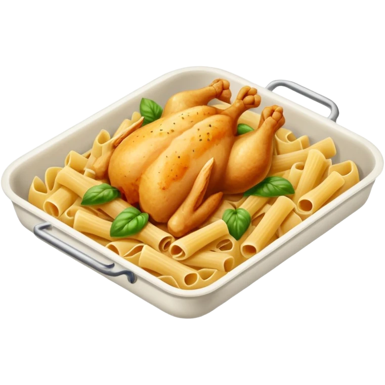 rectangle tray meal with chicken pasta emoji