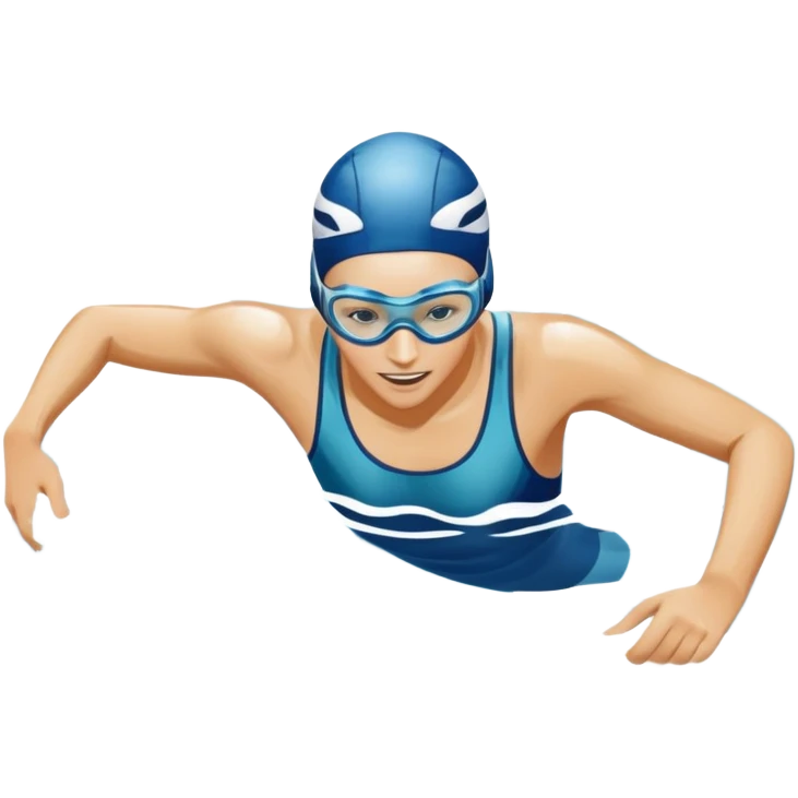 An icon featuring a swimmer in motion, cutting through the water with smooth strokes. The design includes ripples, goggles, and a swimming cap, symbolizing the fluidity and grace of swimming. Transparent background highlights the speed, technique, and rhythm of the sport. emoji