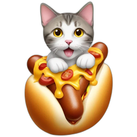 Cat inside a hot dog emoji