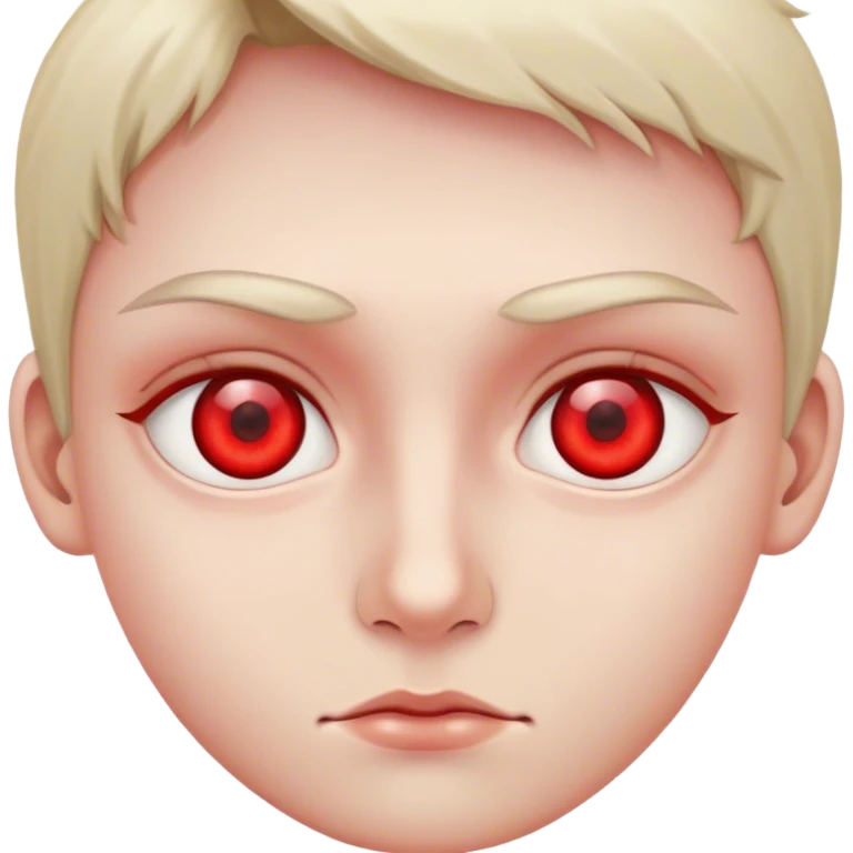 A very close intense red eye emoji