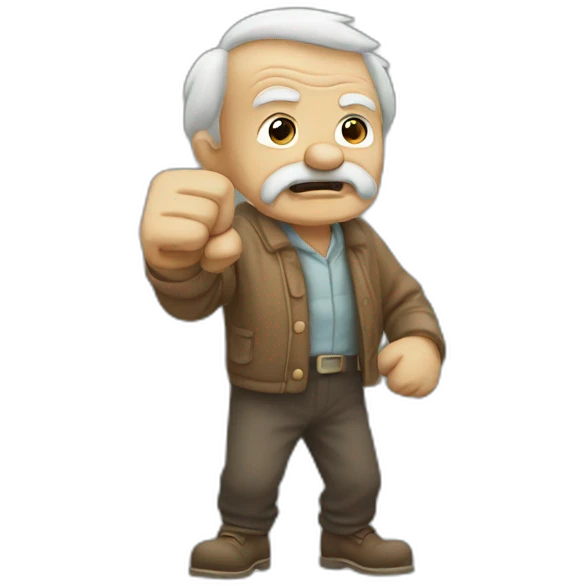 Old man shakes fist at sky emoji