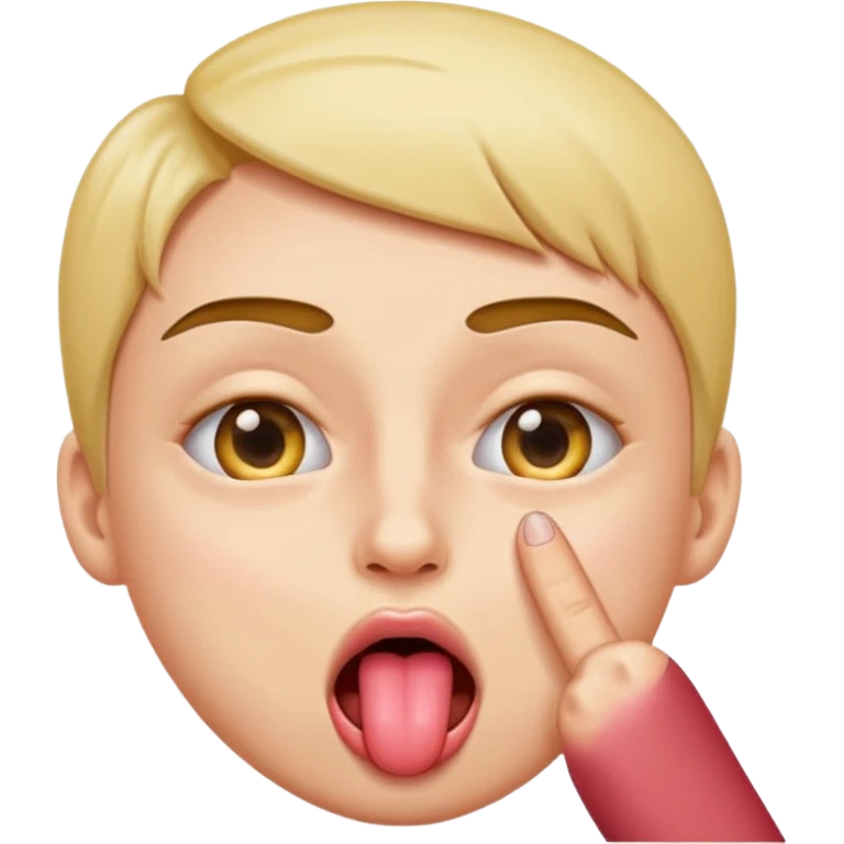 face making the classic eyelid pulling with tongue out gesture, finger pulling down one lower eyelid, tongue sticking out, emoji style emoji