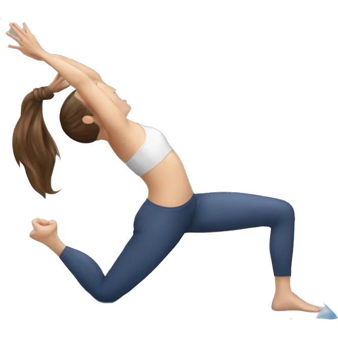White girl brunette hair doing yoga emoji