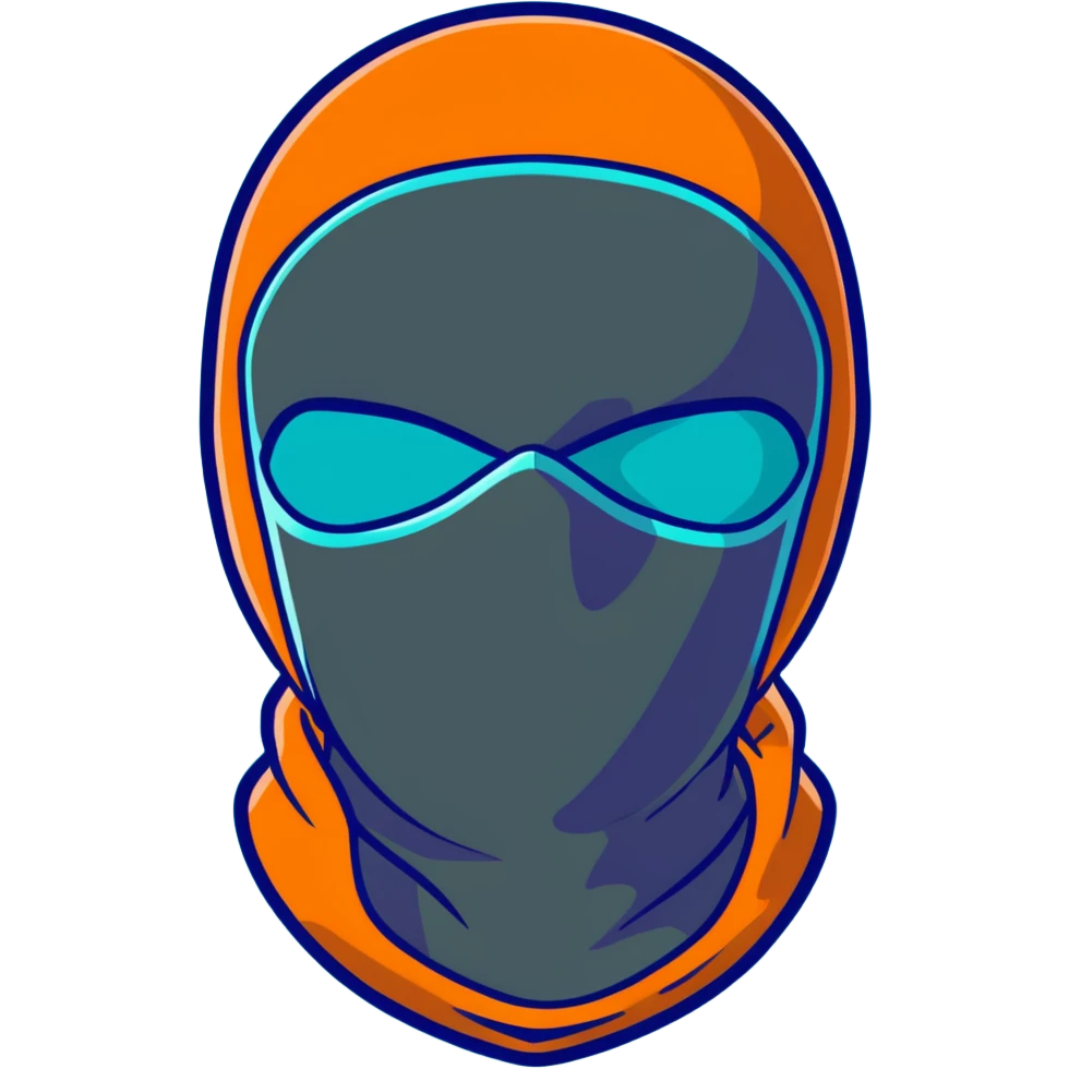 teal and orange ski mask emoji