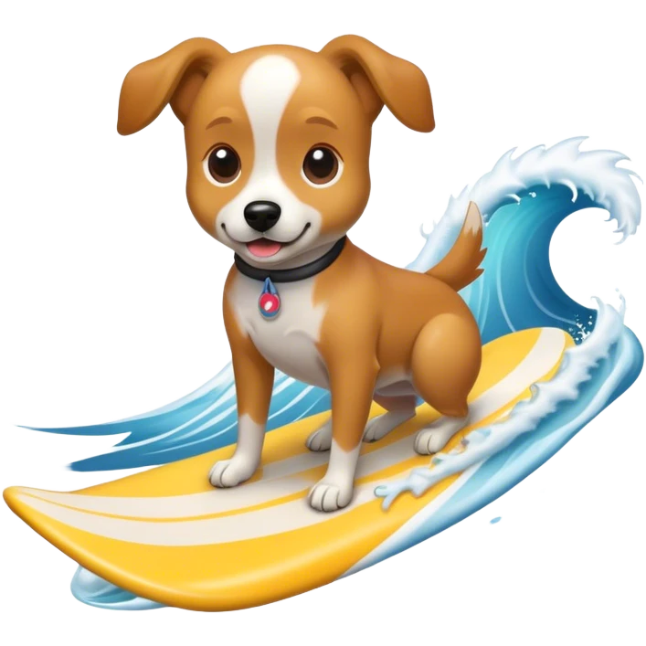 Dog surfing a wave emoji
