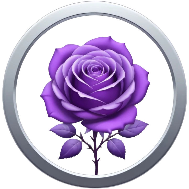 Purple shadow rose silver circle plaque emoji