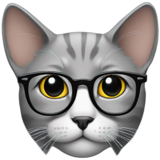 Gray cat with glasses emoji