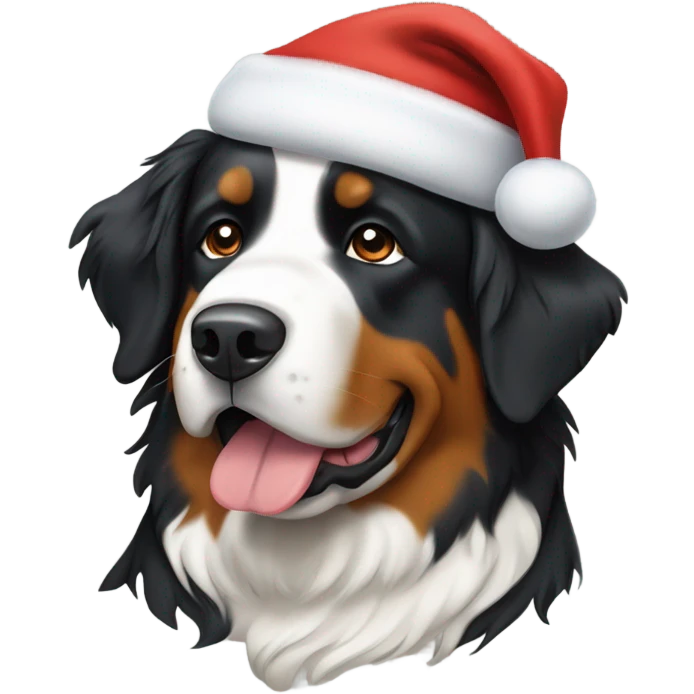 Bernese mountain dog wearing a Santa hat  emoji
