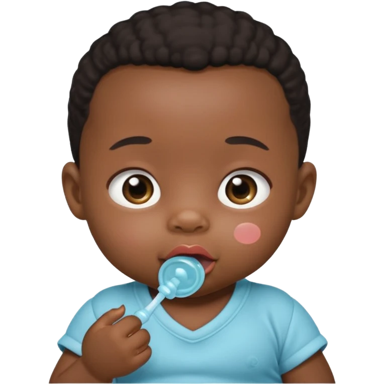 Black baby using pacifier blushing emoji