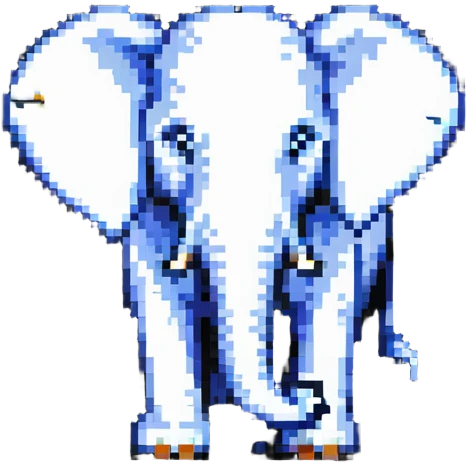 PostgreSQL database logo with elephant symbol in pixel art emoji