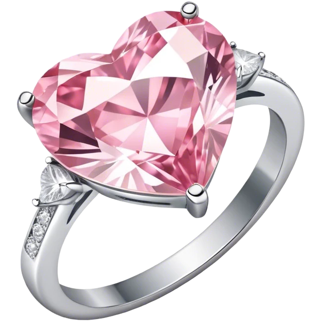 Diamond silver  ring light pink heart emoji