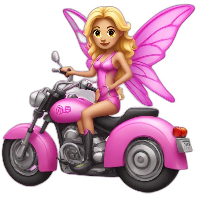 hot fairy on a pink motocycle emoji