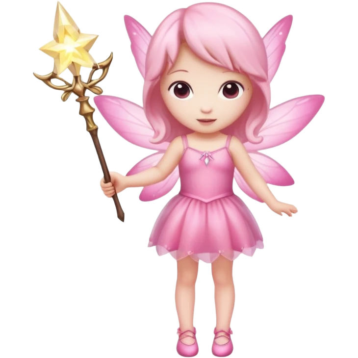 full body of little pink fairy emoji