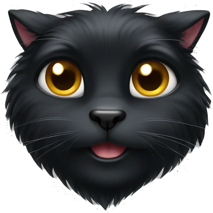 Long fur black cat emoji
