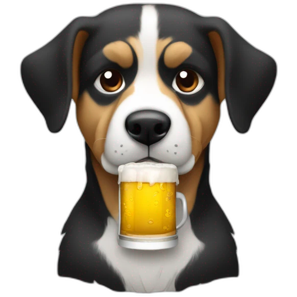 Perro pastor ovejero con tarro de cerveza emoji