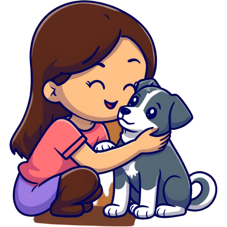 Girl hai Brown kiss dog emoji