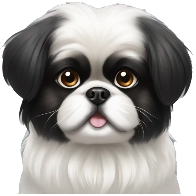 black and white pekingese with bow emoji