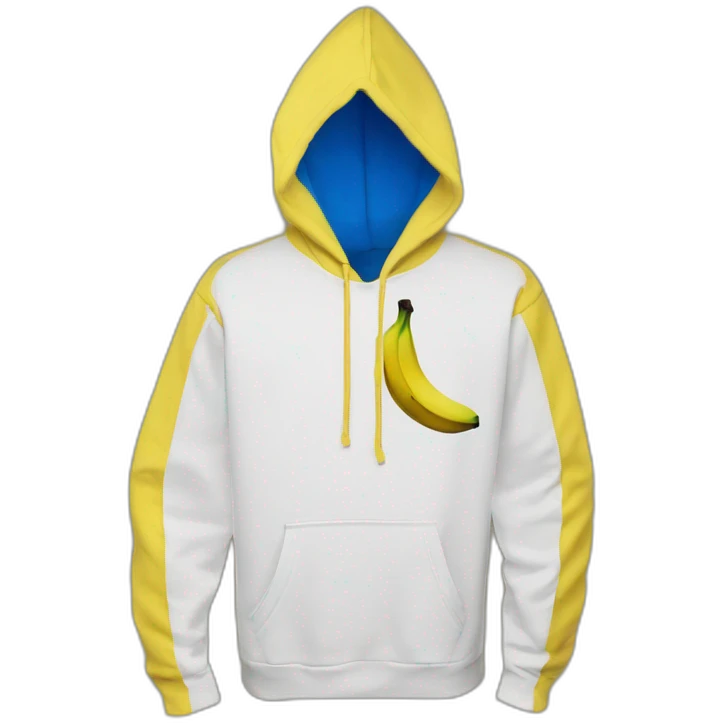 banana dominus hoodie with yello blue scary demon eyes emoji