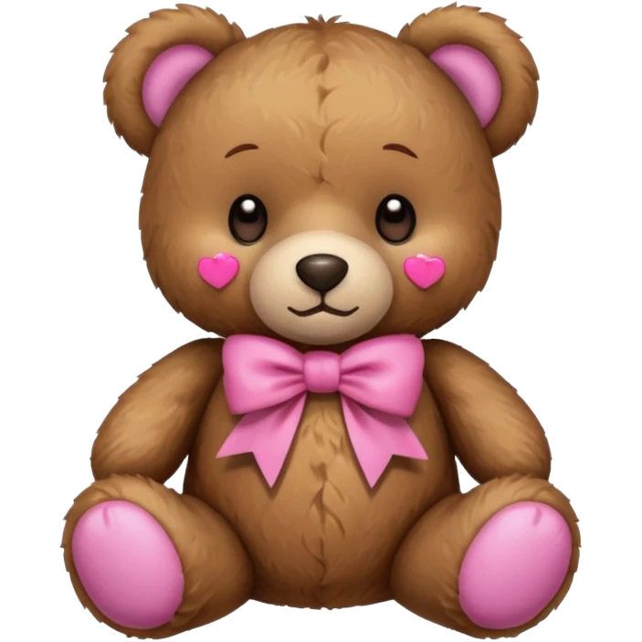 A teddy bear with a pink accessory emoji