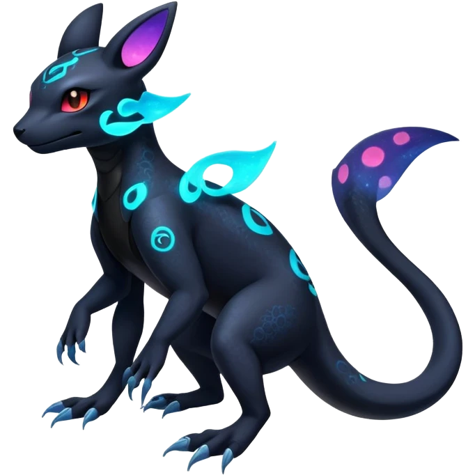 Vibrant colorful Nebulae Salandit-Umbreon-Fakémon-hybrid-creature (full body)  emoji