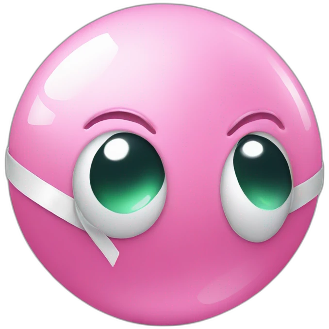 pink ball with top ribbon and white eye emoji