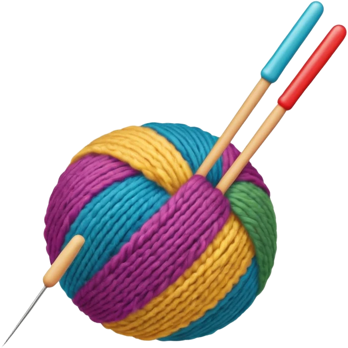 a ball of wool with a knitting needle emoji