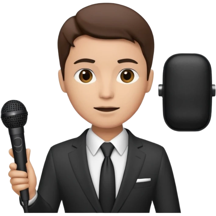 newsroom anchor with mic emoji