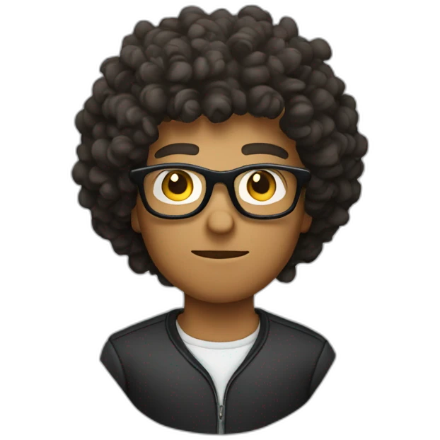 guy with curly hair and glasses making a bomb emoji