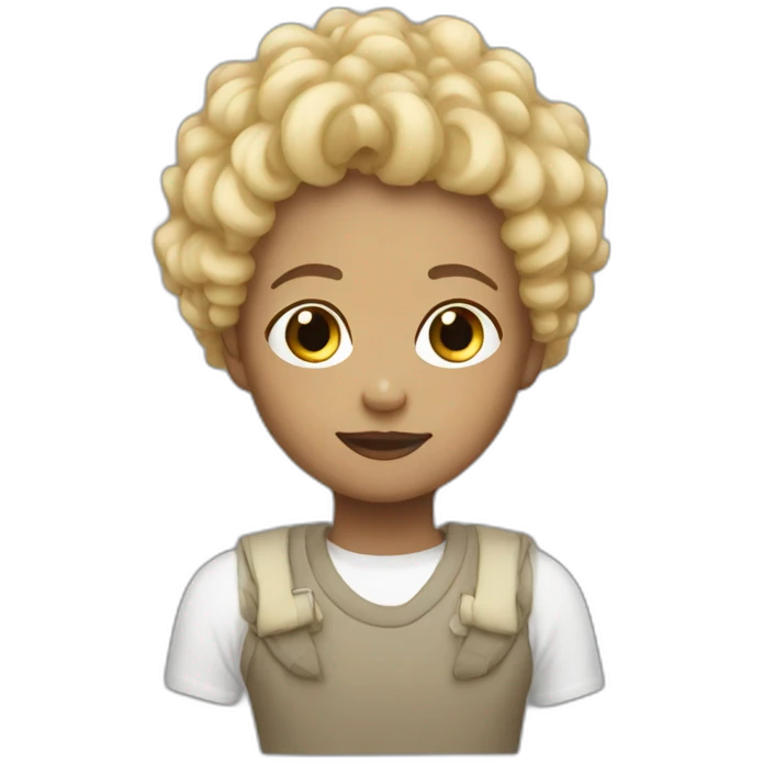 Black curly Kid and blond white mother emoji