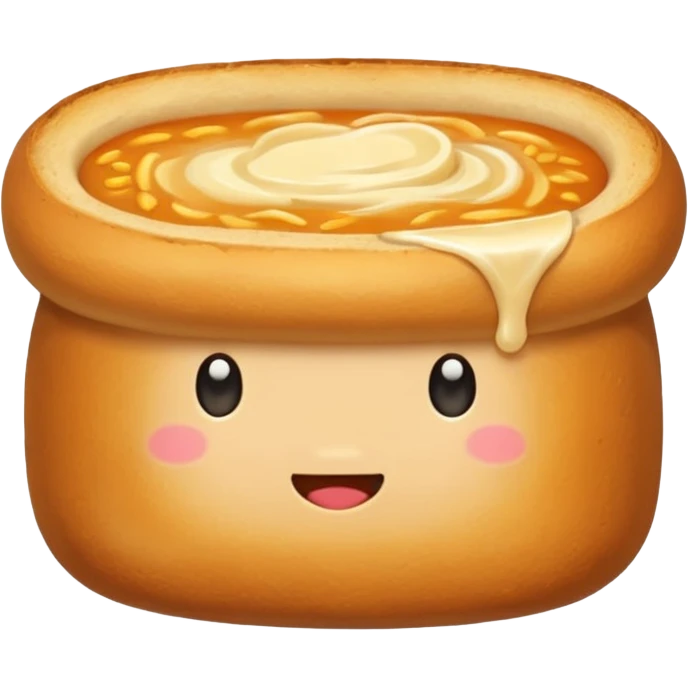 Cute Loaf of bread eating soup  emoji