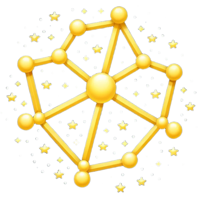Pixel art icon of a glowing constellation made of connected stars, symbolizing knowledge paths and courses. 
Minimalistic, clean pixel style, soft glow, readable at small size, centered, no background, designed for dark UI.
 emoji