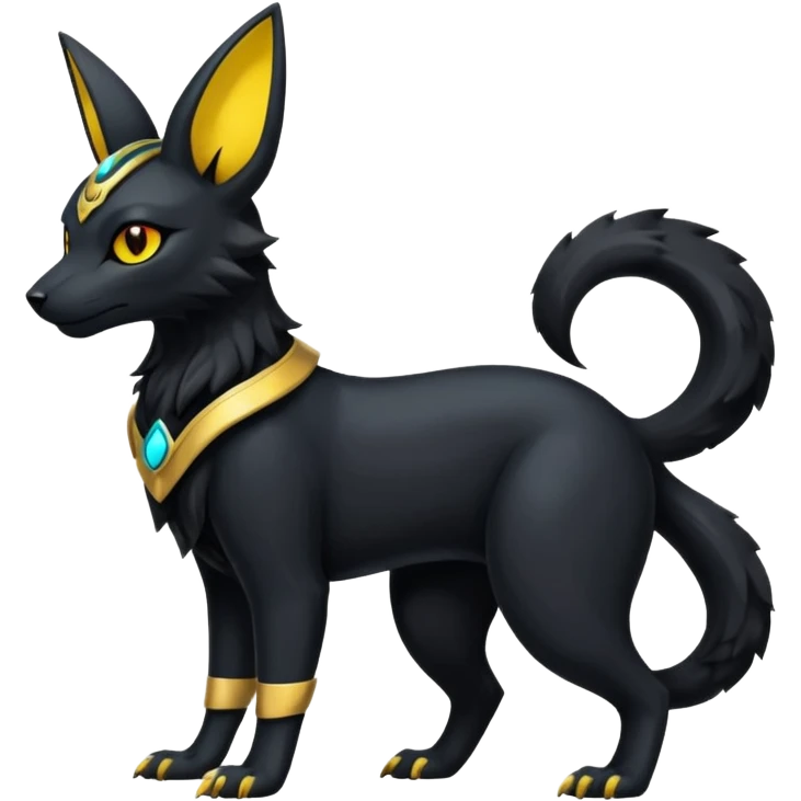 Black Dark Furry Fluffy Modern Futuristic Cyber-Umbreon-Salandit-Bastet-Anubis-fusion full body emoji