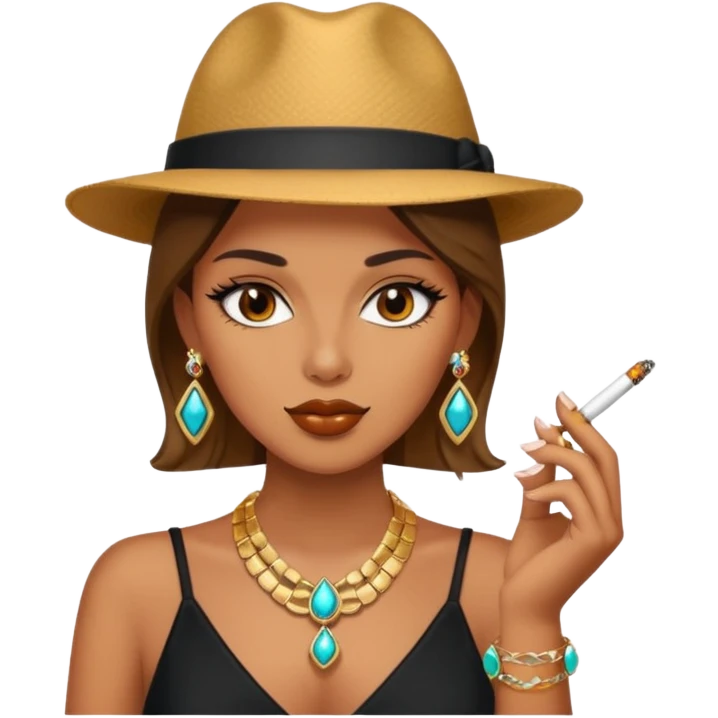 stylish girl with jewelry and smoking emoji