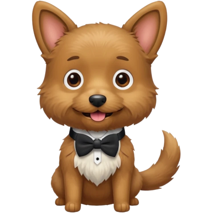 A mini dog with a scruffy but adorable beard, tail wagging excitedly and wearing a little bowtie.




















 emoji