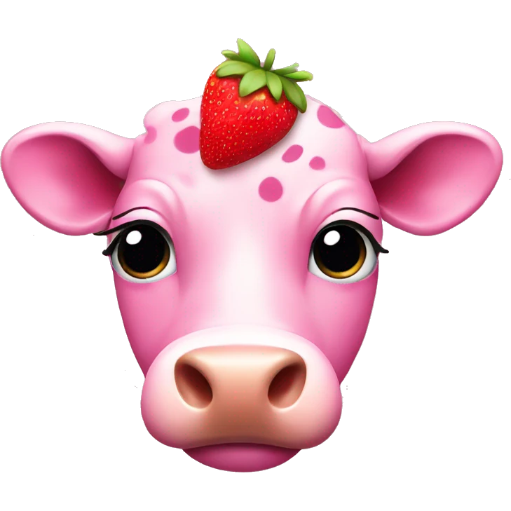 Pink cow with strawberries spots  emoji