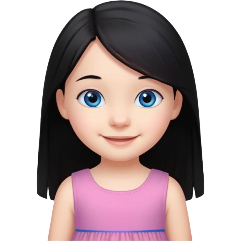 3yr old girl long straight black hair blue eyes happy emoji