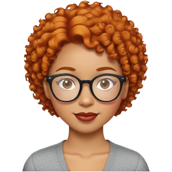 light skin black woman with short ginger curly hair and glasses, winking emoji