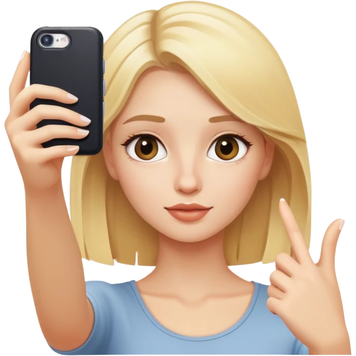 blonde girl taking a selfie emoji
