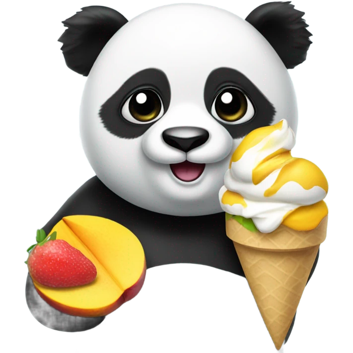 panda with mango and some icecream emoji