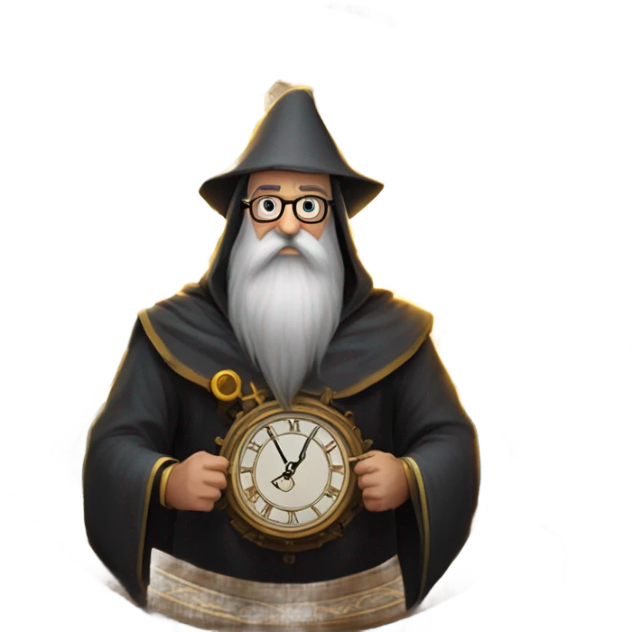 wizard lightning on a large clock emoji
