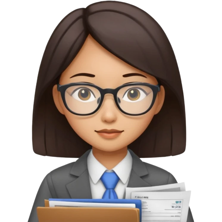Asian girl accountant filing through financial papers emoji