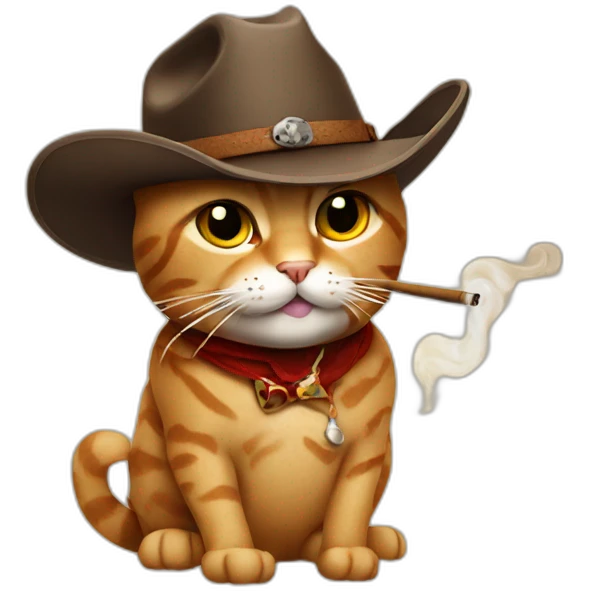 cat with a cowboy hat and smoking cigar emoji
